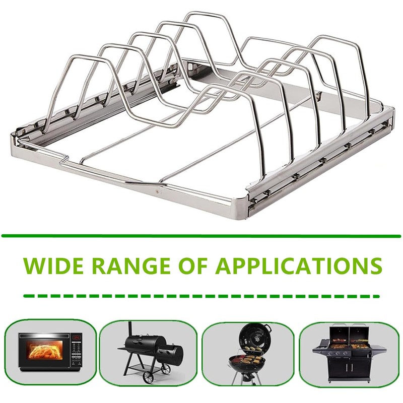 Rib Rack for Smoking, Foldable Rib Rack, Stainless Steel 4