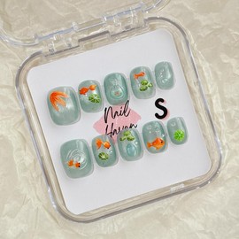 NailHaven|short nails collection continued|  handpainted cute designs| acrylic press-on| fake nails |Handmade | high quality Press on nails 10 pcs|reusable nails|nail art|nail charm|handmade press ons|uña sacri lic as - Color: S64, SIZE: Small