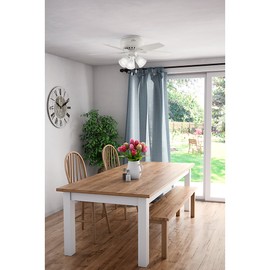 Hunter 51077 Newsome Indoor Low Profile Ceiling Fan with LED Light and Pull Chain Control, 42", Fresh White