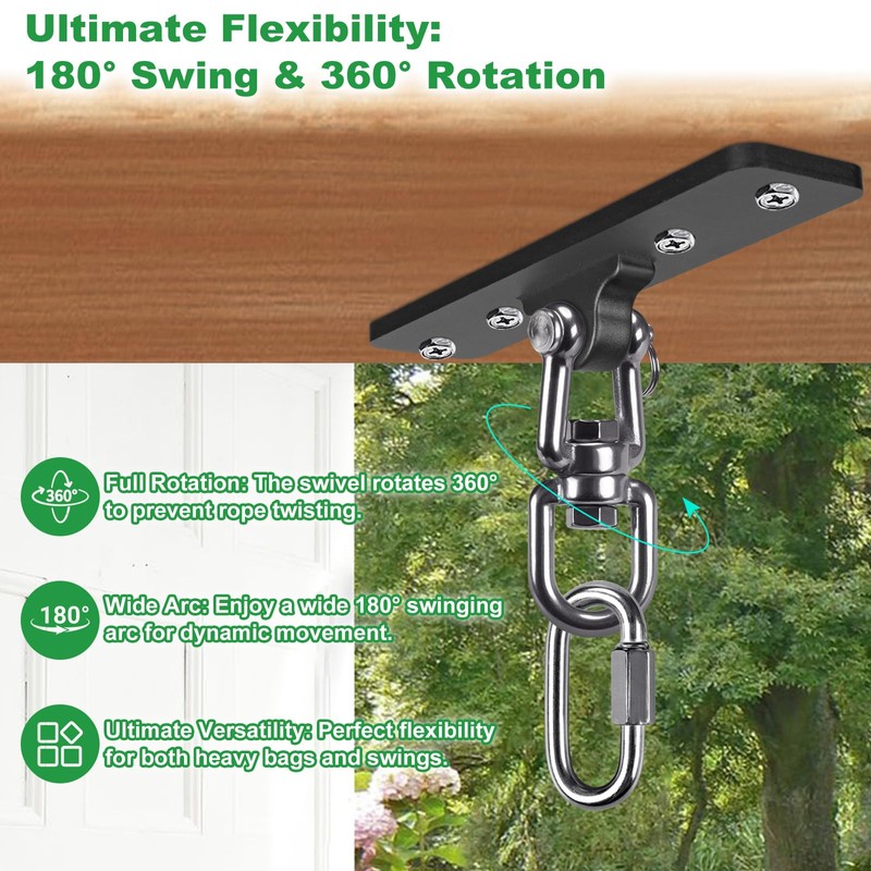SELEWARE Punching Bag Hanger, 360° Swivel Heavy Bag Ceiling Mount