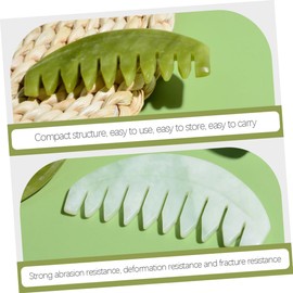 Healvian 2pcs Jade Scalp Massager Comb Static Gua Sha Scraping Tool for Hair and Scalp Massage Smooth Polished Wide Tooth Comb for Itch Relief and Relaxation