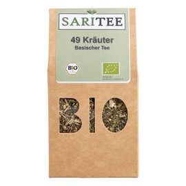 SariTee Organic Base Tea Made of 49 Herbs, Loose Tea from Controlled Organic Cultivation with 49 Exquisite Organic Herbs, Basic Feel-Good Tea – Ideal for Base Treatment & Fasting Treatment I 60 g