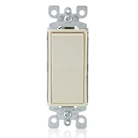 Leviton 5601-2T 15 Amp, 120/277 Volt, Decora Rocker Single-Pole AC Quiet Switch, Residential Grade, Grounding, Light Almond