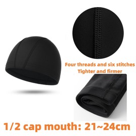 2 Pcs Swimming cap Elastic & Lightweight Kids Swimming Cap Comfortable Fabric Swimming Hats for Women Men Kids and Adults Swimming Hat Kids 6-14 Boys Girls(Black + White)