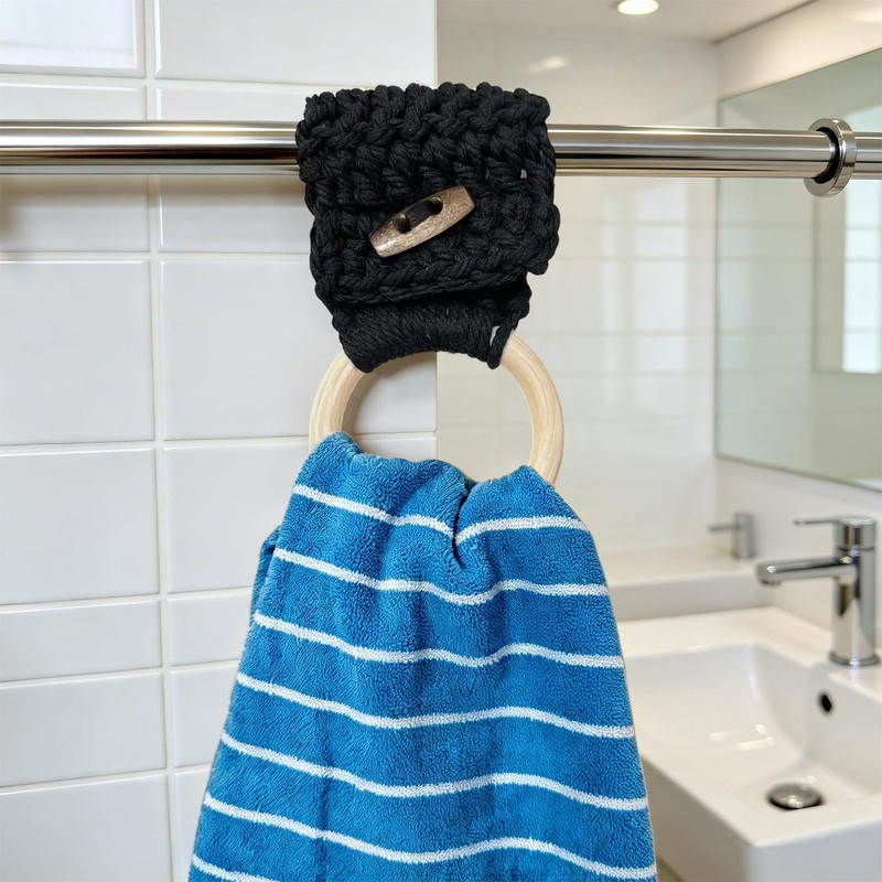 Aerbee Macrame Towel Holder Ring, 3PCS Kitchen Towel Hooks for