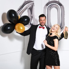 WEIKA 40 Inch Number 40 Balloons, Silver Giant Jumbo Helium Number 40 Foil Balloons for 40th Birthday Party Anniversary Events Man Woman Decorations Supplies