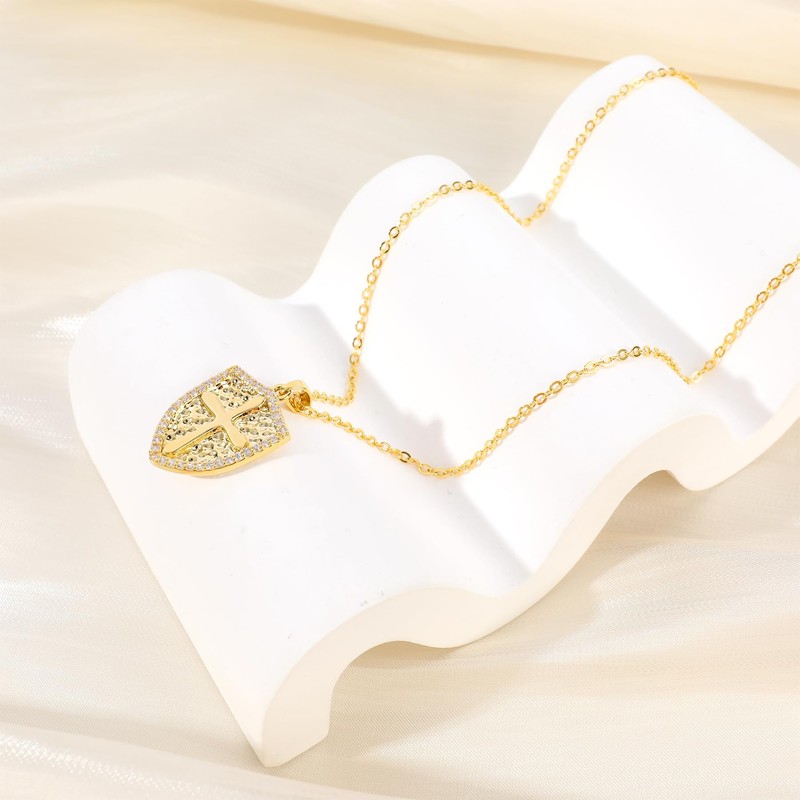 Shield Armor of God Pendant Necklace, Cross Shield Necklace Faith