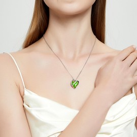 AILIFE Heart Pendant Necklace, 14K White Gold Plated Heart Pendant Necklaces for Women, Hypoallergenic Birthstone Necklace, Valentine's Day Jewellery, Large, 14K White Gold, 14K White Gold Plated