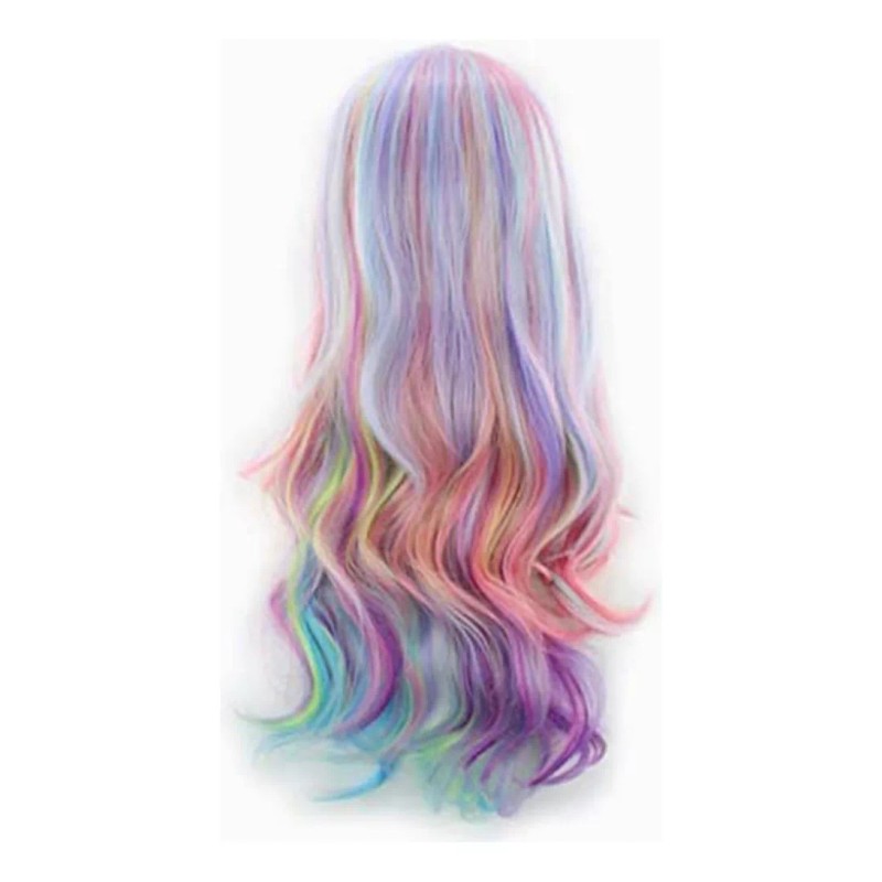 Sroje Peluca De Pelo Largo Rizado Color Arcoíris Para
