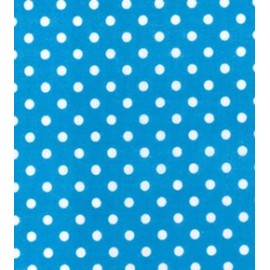 Printed Polycotton Craft Fabric Material - Polka DOTS ON Turquoise, 1Mtr 110cmx100cm