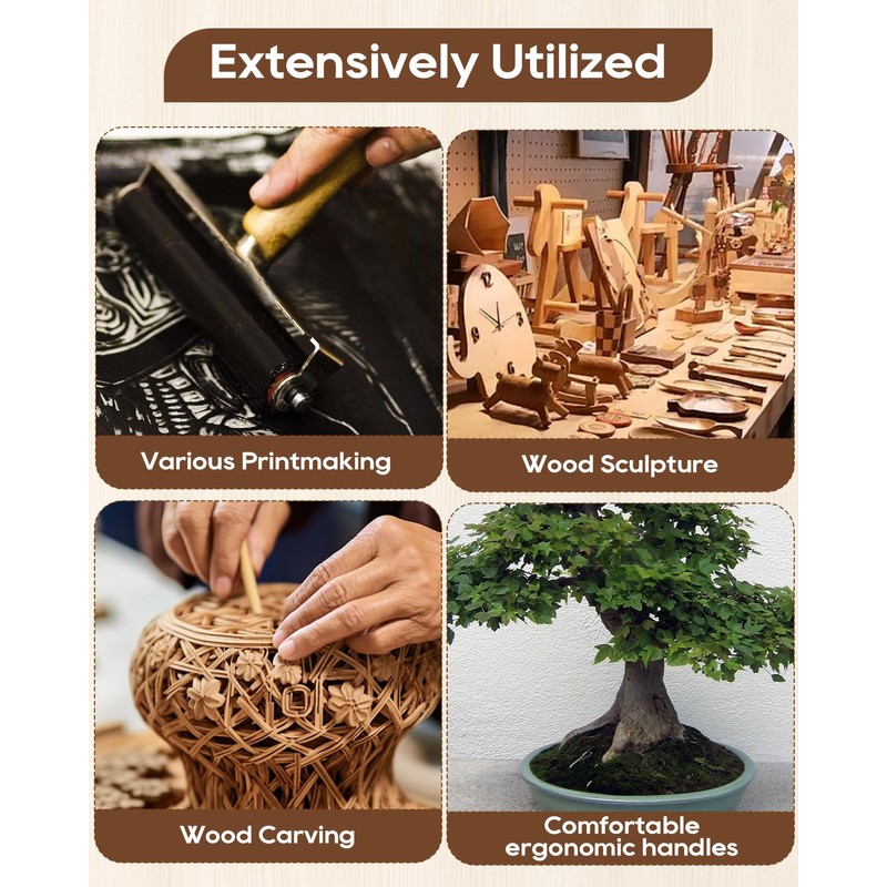 UCEC 5 Pack Linocut Wood Carving Tools Set Linoleum Hand