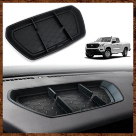 Muslogy Compatible with Nissan Frontier 2024 2023 2022 Accessories Dashboard Insert Tray Storage Box Phone Holder Non-Slide Silicone Rubber Interior Organizer (Won't Fit 2025 Frontier)