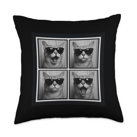 Cool Cats Wearing Sunglasses Collage Fun Photos Throw Pillow