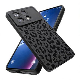 Threehao Funda para Xiaomi Poco X6 Pro 5G, Ultra Delgado Flexible Silicona Negro Carcasa con Estampado de Leopardo Dibujos, Antigolpes Anti-arañazos Protectora