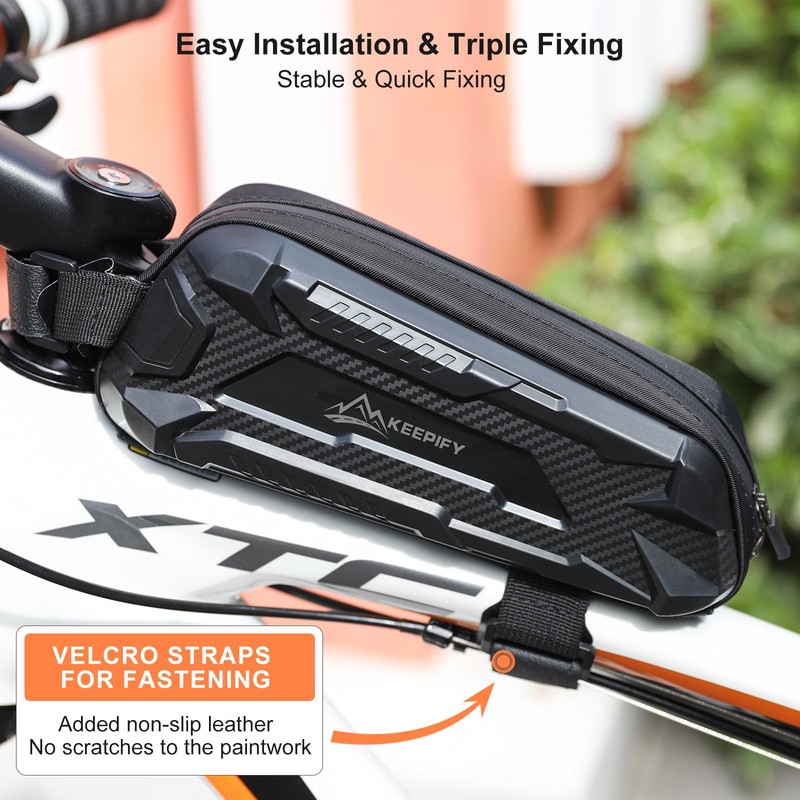 KEEPIFY Waterproof Bicycle Frame Top Tube Bag, Frame Bag, Bicycle