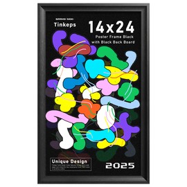 Tinkeps 14x24 Picture Frame Black with Black Back Board, Curved Extra Wide Edges, Vintage Style Poster Frame 14x24 for Wall Decor.