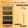 QUEWEL Cluster-Lashes-Kit, 320PCS Lash Extension Kit Mixed Length 10-16mm Thick