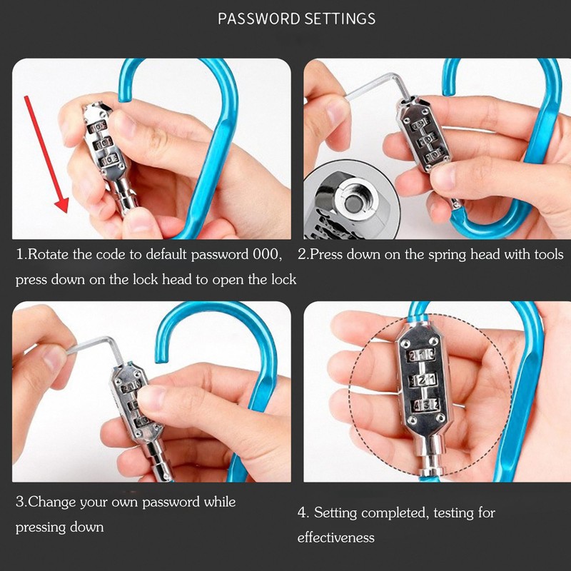 MyyYiTar 2pcs Large 3.8 inch Carabiner with Built-in 3-Digit Combination