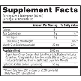 Hyaluronic Acid & Vitamin C, Non-GMO, Gluten-Free Berry Liquid 473 ml