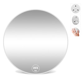 JJhxr 20X Magnifying Makeup Mirror, 5inch Handheld Travel Magnifying Mirror, 20x Powerful Magnification with 3 Suction Cups Easy Mounting, Makeup Magnification 20X for Men/Women Detail Work Essential