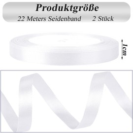 luckaide White Satin Ribbon 10 mm x 44 Metres Ribbon White Gift Ribbon Decorative Ribbon Fabric Ribbon for Gift, Crafts, Sewing Projects, Hair Bows, Bridal Bouquet, Wedding Decoration