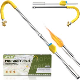 33'' Propane Torch, Weed Burner Flamethrower for Propane Tank with Integrated Igniter and Non-Slip Rubber Handle, Ideal for Outdoor Weeding, Roof Asphalt, Ice Melting, and BBQ