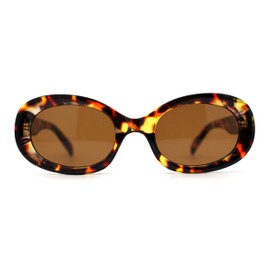 Womens Classic 20s Clout Mod Oval Sunglasses Tortoise Brown