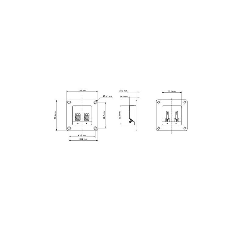 cablepelado Set of 2 Square Speaker Terminals