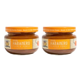 Louisiana Pepper Exchange Orange Habanero Pepper Puree Sauce Salsa, Spicy Sweet Tropical Seasoning, Plant-Based, Gluten-Free, Replaces Habanero Powder, 2-Pack