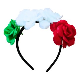 6 Diadema Flor Tricolor Fiestas Patrias Septiembre Mexicana Color Multicolor