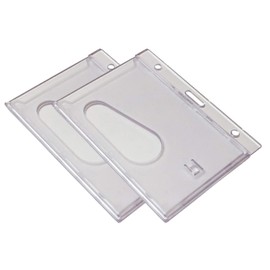 PCL Media ltd Clear Enclosed ID Card Holder, ID Badge Holder Pack of 2 Clear ID Card Holdes Protects and Keeps Your Card Clean