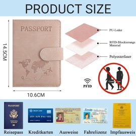 THXFUNAREA Passport Cover and Suitcase Tag Set, Passport Organiser, Faux Leather Passport Organiser with Luggage Tag, Passport Cover Case for Credit Cards, ID Cards, Travel Documents