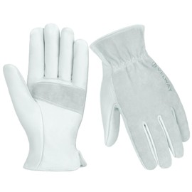 Velway Gardening Gloves Men Women Reinforced Palms Thorn Proof Leather Work Gloves Breathable Cotton Lined Protective Gloves for Yard Work Farm