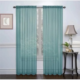 RUTHYS TEXTILE 2 Panels Sheer Curtains Voile Window Treatment  54 x 84  -Color turquoise