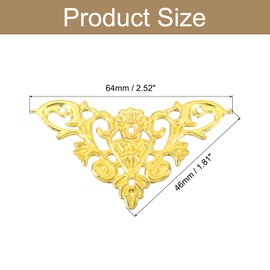 sourcing map Metal Corner Protector, Furniture Decorative Edge Cover, Album Corner Protectors Covers for Box Wooden Case Table Desk, 8 Pcs, 46mm Gold
