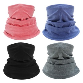 FUIPVGI Pack of 4 Multifunctional Headwear Tube Scarf Bandana Neck Scarf Face Cover Elastic Tube Scarf Face Protection Headband Neckerchief Unisex Windproof for Outdoor Sports Cycling, multicoloured