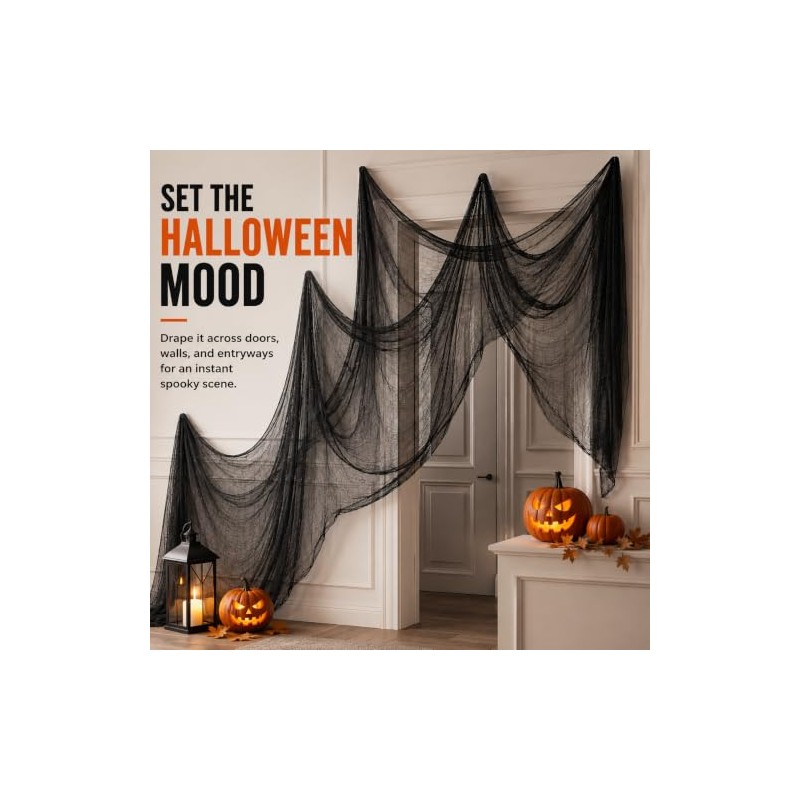 Tela espeluznante de Halloween negra de 1016 x 215 cm