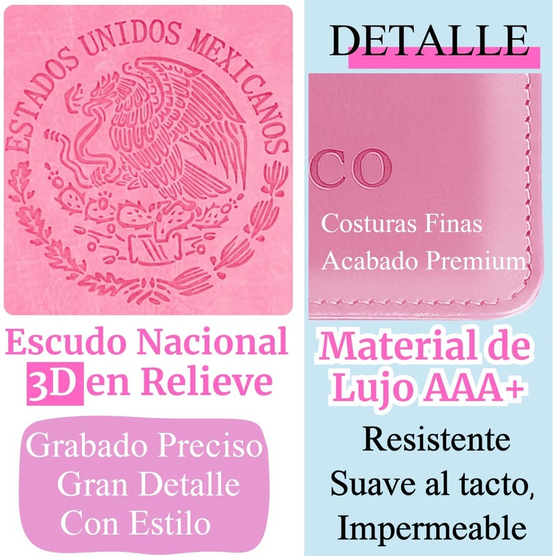 2 Pack Porta Pasaporte y Visa Mexicano para 2 Personas