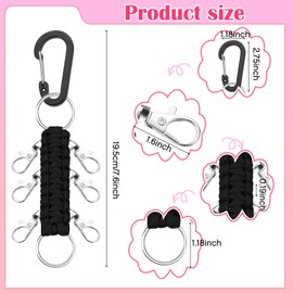 Berlune 20 Pcs Cheer Bow Holder for Backpack Paracord Keychain Cheer Bow Keychain for High School Cheerleading Teen Girls (Black)