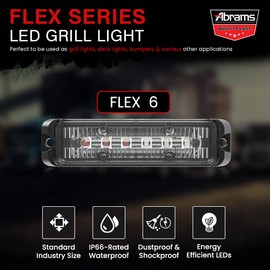 Abrams Flex Series (Red/Blue) 18W - 6 LED Police Vehicle Truck LED Grille Light Head Surface Mount Strobe Warning Light