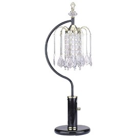 ORE International 715BK Table Lamp with Crystal-Like Shades, Black 27" x 12" x 12"