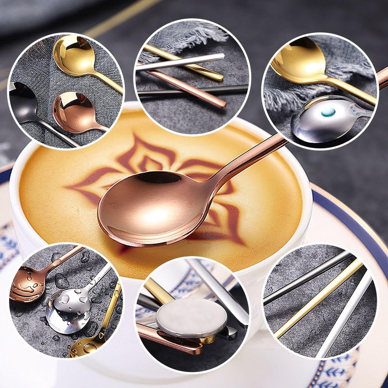 8-Piece Small Round Coffee Spoon, Mini Espresso Spoon, Mini Spoon,