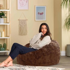 HDMLDP Bean Bag Chairs for Kids Comfy Fluffy Big Joe Bean Bag Chair Covers Only (No Filler) Round Sofa Chairs for Bedroom Living Room Decor, 5FT, Pink