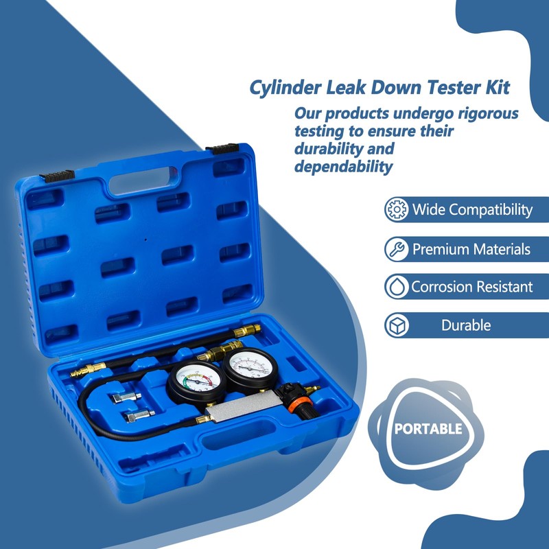 Handor Cylinder Leak Down Tester Kit Dual Pressure Gauges Engine