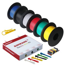 PVC Electric Wire, 20 AWG 0.5 mm², 6 Colours (Each Colour 7 M), Tinned Copper Wire for DIY, RC Model, Lamps, Household Appliances, Metres, etc