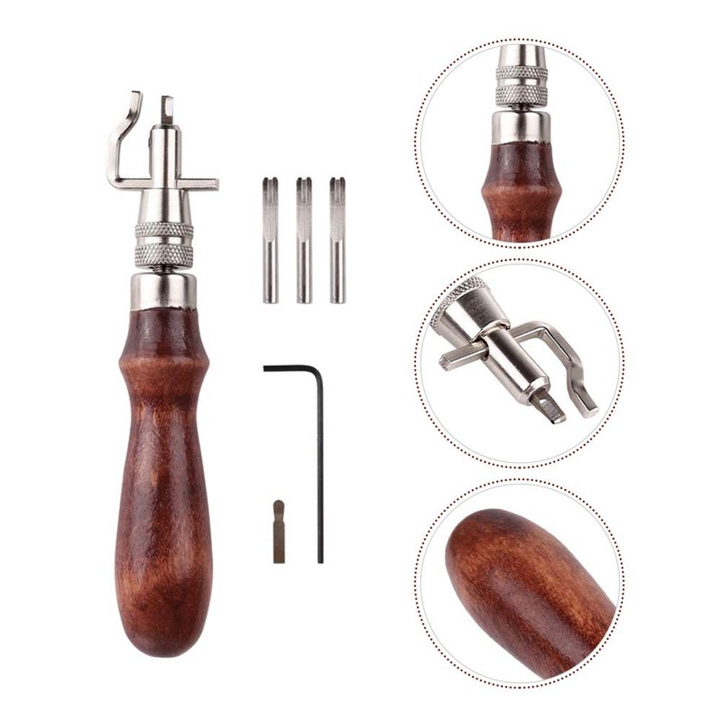 GeKLok Leather Groover Tools, 7 In 1Adjustable Sewing Stitching Beginner