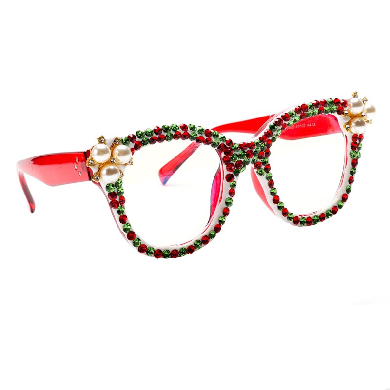ICARA Oversized Christmas Bling Rhinestone Reading Glasses for Women Christmas