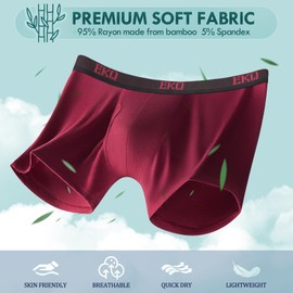 EKQ Mens Underwear Breathable Boxer Briefs 7 Pack Bamboo Rayon Boxers for Men Soft Stretchy Men's Underwear with Fly