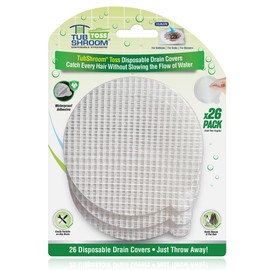 TubShroom Toss 26pk Disposable Drain Covers - Hair Catcher Mesh Sticker Strainers for Shower Bathtub and Bathroom Sink Drains to Prevent Clogged Drains, Half Year Supply