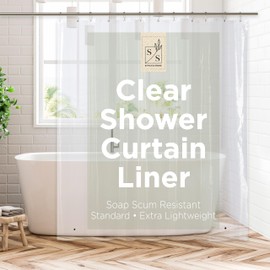 Stitch & Stone Shower Curtain Liner, Premium Extra Lightweight Durable Waterproof 3g PEVA for Bathroom with Weighted Magnets, Standard Size 70" x 72" Clear 1 Pack
